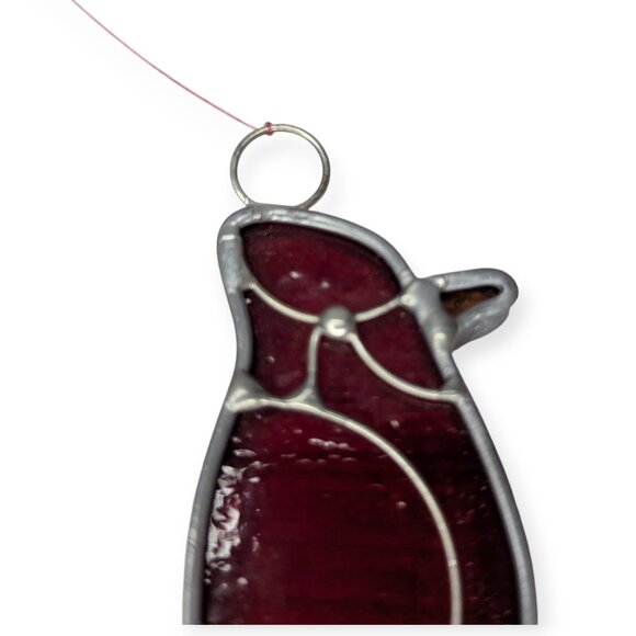 Red Stained Leaded Glass Cardinal Bird Suncatcher - Picture 3 of 8